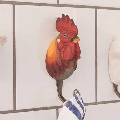 Produktbild von Wildlife Garden Decohook Wandhaken Hahn (handgeschnitzt)