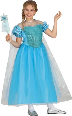 Immagine prodotto di Principessa Fiaba Regina dei Ghiacci Costume Carnevale Bambini Carnevale Glitter Fiocco di Neve Abito da Sogno Abito da Ballo Abito Fantasia, Taglia: 128/134 Colore: Blu