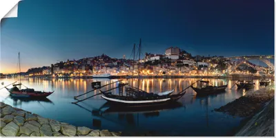 Produktbild von ARTland Poster Porto - Nachtpanorama Größe: 150x75 cm
