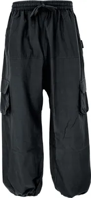Produktbild von Guru-Shop Cargohose Herren Goahose, Herren Yoga Hose, bequeme Freizeithose - schwarz schwarz S-M