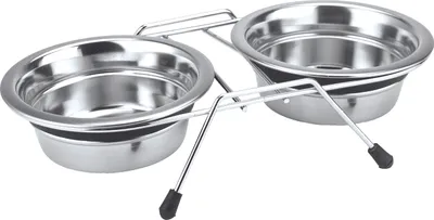 Produktbild von Nobby 79049, Hund, Edelstahl, Edelstahl, Kombinierter Futterautomat mit Tränke für Haustiere, Einfarbig, 2,5 l