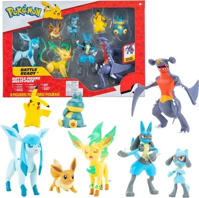 Zdjęcie produktu dla Zestaw figurek bitewnych Jazwares Pokemon 8 szt riolu eevee leafeon lucario