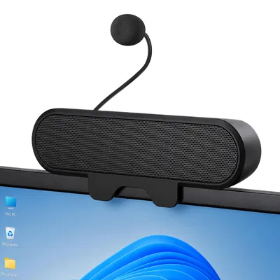 Produktbild von E27C PC Lautsprecher 10W USB Soundbar mit Mikrofon & Monitor-Clip, Stereo-Sound für Laptop PC und Monitor ideal für Gaming, Meeting, Online-Unterricht