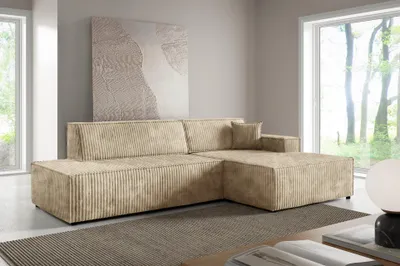 Produktbild von Masseno Ecksofa TESSO R-S mit Schlaffunktion L-Form, Sofa mit Bettkasten, Wohnzimmersofa, Couch, Soffa, Bettsofa, Couchgarnitur- Beige, TILIA 11