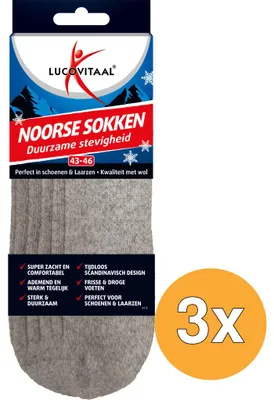 Produktbild von 3 Paar Lucovitaal Norwegische Socken, Größe 43-46