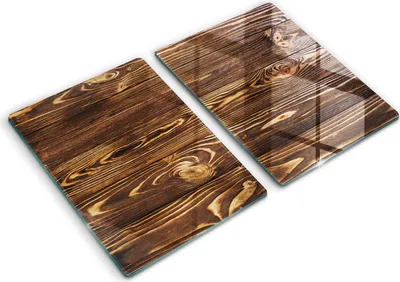 Produktbild von Glasschneideplatte - Herdabdeckplatte - 2x40x52 cm -Schneidebrett - Spritzschutz - Holzstruktur