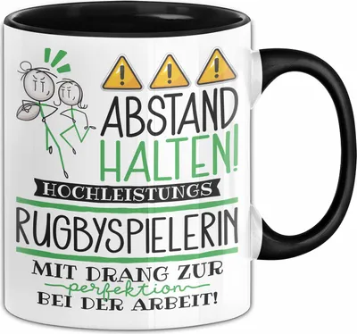 Produktbild von Rugbyspielerin Tasse Geschenk Lustig Abstand Halten Hochleistungs-Rugbyspielerin Mit Drang Zur Perfektion Bei Der Arbeit (Schwarz)