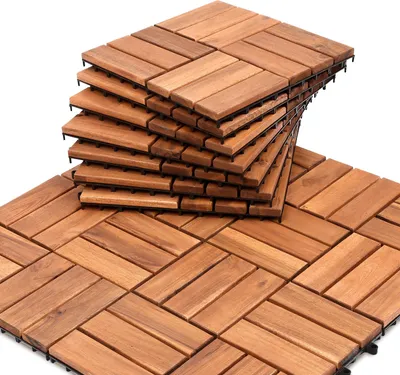 Produktbild von Eikuavons 7m² Klick-Verlegeholzplatten 30x30cm belastbarer Bodenbelag für Balkon Garten