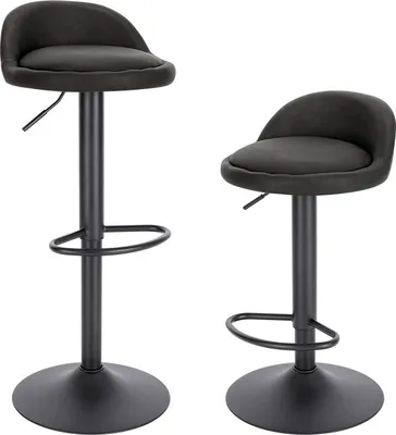 Produktbild von EUGAD Barhocker 2er Set, 360° Drehstuhl, höhenverstellbar, Samt, Anthrazit