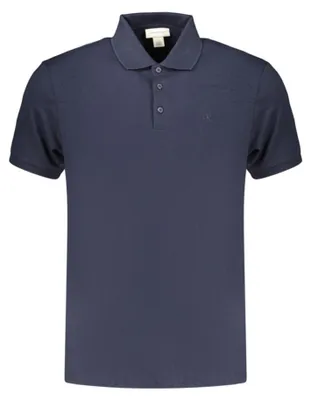 Produktbild von Herren Kurzarm-Poloshirt in Blau mit Stickerei und 3 Knöpfen