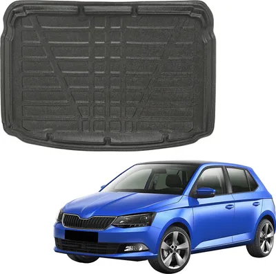 Produktbild von SCOUTT | Kofferraumwanne Laderaumwanne Kompatibel mit Skoda Fabia 3 2014-2020 Hatchback, mit Hoher Rand, Kofferraum-Schutzmatte, Geriffelt, Aufrollbar, Schwarz