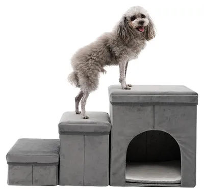 Immagine prodotto di Scala pieghevole per cani, con rivestimento in peluche antiscivolo