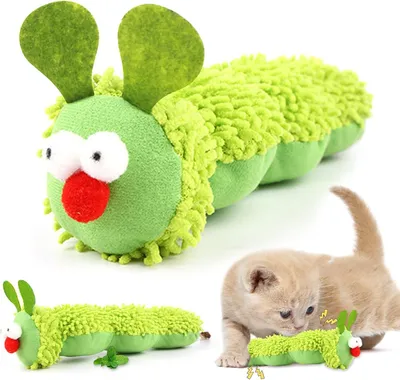 Produktbild von Katzenspielzeug Katzenminze-Spielzeug, 2 Stück, interaktives Katzenspielzeug, Raupen-Plüsch-Katzenkissen mit Katzenminze, weiches, langlebiges Katzens
