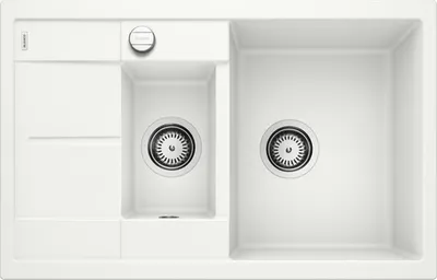 Produktbild von BLANCO METRA 6 S Compact, Aufsatzwanne, Rechteckig, Weiß, 2 Becken, Rechteckig, 345 x 430 mm