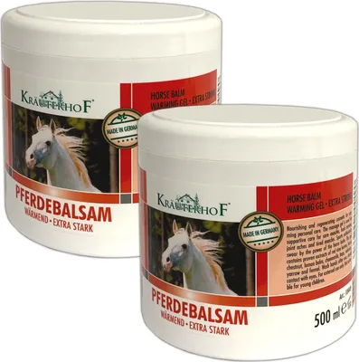 Produktbild von 2er Set Pferdebalsam 500ml Massagegel Wärmend Extra stark Massagegel Unterstützend bei Gelenkbeschwerden, Rückenverspannungen und Muskelkater
