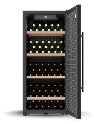 Zdjęcie produktu dla Klarstein CellarMax Lodówka do wina Wolnostojąca - 114 butelek, 5-20 °C, Dotykowe sterowanie, Metalowe drzwi, Alarm, 1 strefa, Drewniane półki,