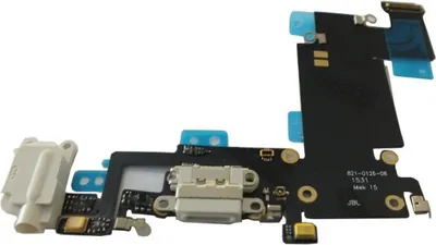 Produktbild von Docking Port iPhone 6S+ in weiß mit Kopfhörerbusche + Mikrofon USB Lightning