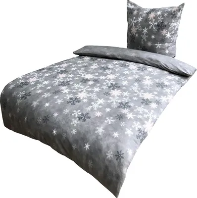 Produktbild von 4 teilig Thermofleece Bettwäsche 135x200 cm Kristall Schnee Winter Flausch Set