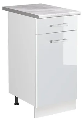 Zdjęcie produktu dla Szafka pod zlew Vicco R-Line Biały wysoki połysk/Biały 40 cm blat roboczy Marmur, Model 72902