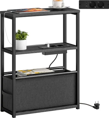 Produktbild von HOMCOM Beistelltisch mit Steckdosenleiste USB & Type-C Ablage Stoffschublade