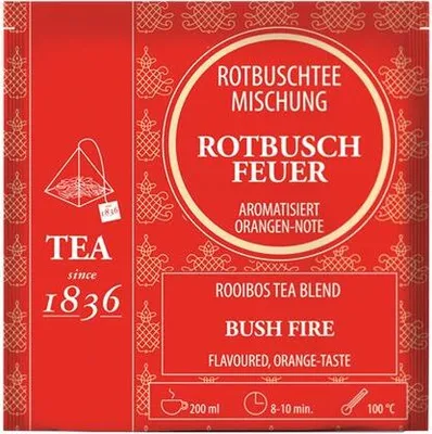 Produktbild von Rotbuschteemischung Rotbuschfeuer Orangen-Note aromatisiert 50 Pyramidenbeutel im Sachet à 4 g