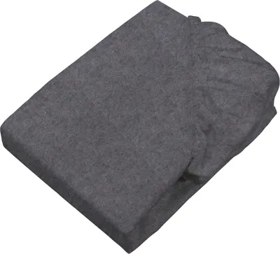 A folded dark gray melange fitted sheet is shown against a white background.