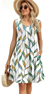 Produktbild von Sommerkleid für Damen ohne Ärmel, mit Blumenmuster