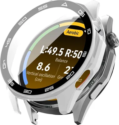 Produktbild von 360 Grad Smartwatch Hülle für Huawei Watch GT6 46 mm mit Displayschutz Case Watch Cover Bumper Rundum Schutzhülle Uhr Bildschirmschutz Silber