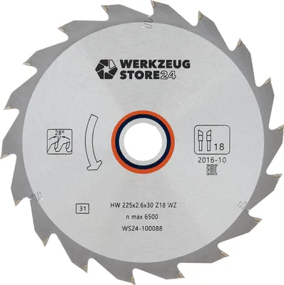 Zdjęcie produktu dla WS24 HM Piła tarczowa UNIWERSALNA 225 x 2,6 x 30 WZ 18 - WS24-100088