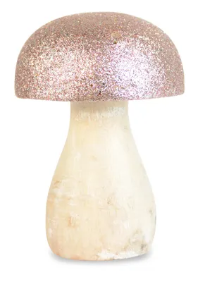 Produktbild von Riffelmacher Dekoration "Pilz" Mangoholz 74584 - 9 cm - Utopiaglitter Rosa