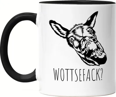 Produktbild von Wottsefack WTF Tasse Schwarz Esel Geschenk Humor Büro Mitarbeiter Chef Kollegen