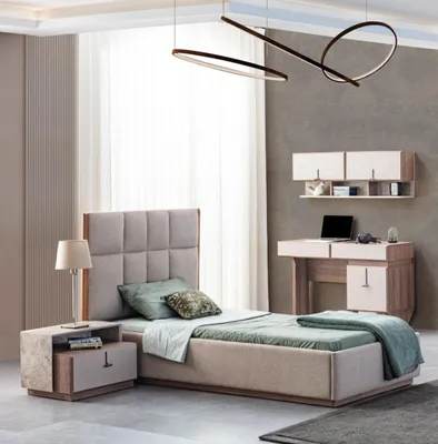 Produktbild von Kinderzimmer Möbel Designer Einzelbett Holz Nachttisch Schreibtisch 4tlg