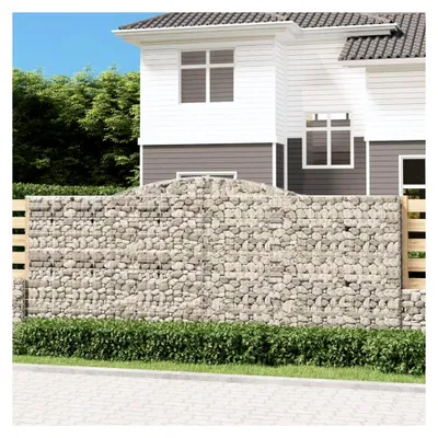 Produktbild von Gabione mit Hochbogen, Gabionenkörbe, Gabionen Hochbeet, Steinkorb, Gabionengitter, Drahtkorb Für Pflanzen, Kräuterspirale Für Garten, 400x50x160/180 cm Verzinktes Eisen