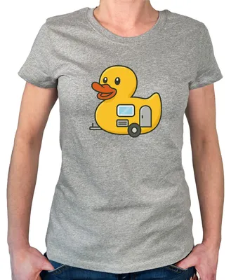 Produktbild von Huuraa Damen T-Shirt Quietscheente Camper Gummiente Wohnwagen M Sport Grey Bio Baumwolle Fairtrade Damenshirt Geschenkidee