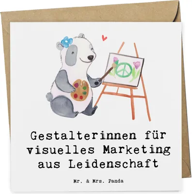 Produktbild von Mr. & Mrs. Panda Glückwunschkarte Gestalterinnen für visuelles Marketing Leidenschaft - Weiß - Geschenk, Grußkarte, faltkarte, doppelkarte, Klappkarte, anlasskarte