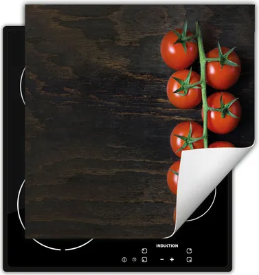 Produktbild von DarHaus Herdabdeckplatte 60x52 cm Anti Rutsch Matte Aufrollbar, Tomaten - Holz