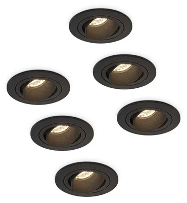 Produktbild von hoftronic LED Einbaustrahler Set 6x 5W GU10 Schwarz IP20 schwenkbar