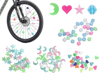 Obrázek produktu pro 288 kusů reflexních prvků na dráty kol, barevné, reflexní korálky, dekorace, barevné dráty kol, 360stupňová viditelnost