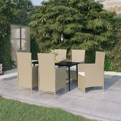 Image de The Living Store Ensemble de jardin 7 pièces avec coussins Beige