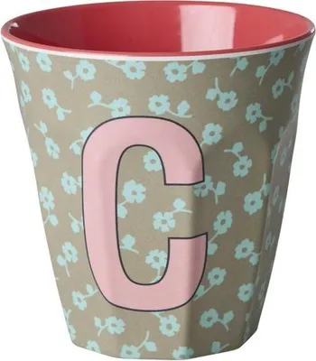 Produktbild von Rice Melamin Becher Medium Buchstaben Blumen C