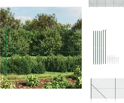 Produktbild von vidaXL Maschendrahtzaun mit Bodenhülsen Grün 1,4x10 m -  Zaunfelder