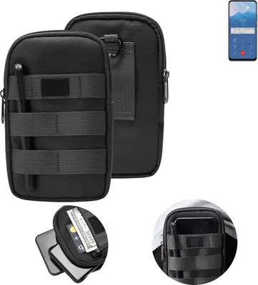 Produktbild von K-S-Trade Holster Gürtel Tasche kompatibel mit Huawei Y9 Prime 2019 Handy Tasche Schutz Hülle dunkel-grau viele Fächer, 1x
