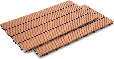 Produktbild von Clanmacy Terrassenfliesen Balkon, WPC Fliesen Wasserfilterbar Terrassen Garten, Braun 30x60cm 12 Stück