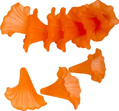 10 Blütenkelch-Perlen 41x35mm, Kelche, Lilien, Röcke, orange