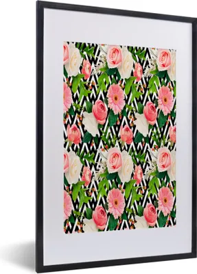 Produktbild von MuchoWow® MuchoWow® Gerahmtes Poster Blumen - Rosen - Rosa 40x60 cm - Poster mit zchwarzem Bilderrahmen - Poster in Rahmen