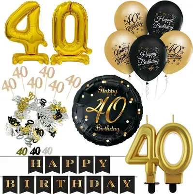 Produktbild von Partyset 40. Geburtstag Deko schwarz gold Dekoration Party