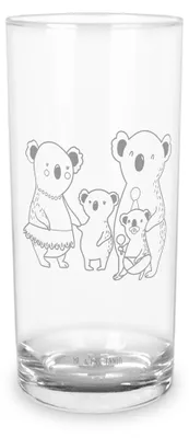 Produktbild von Mr. & Mrs. Panda Glas Koala Familie 400 ml - Transparent - Geschenk, Longdrinkglas, Tumbler, Papa, Wasserbecher, Muttertag, Kinder, Cocktailglas, Koalas, Family