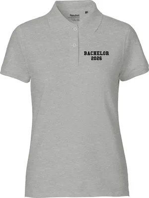 Produktbild von Huuraa Damen Polo Shirt Bachelor 2026 Abschluss L Sport Grey Bio Baumwolle Fairtrade Poloshirt Geschenkidee
