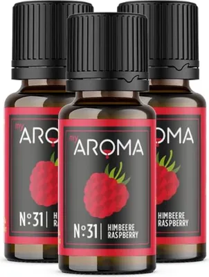 Produktbild von myAROMA Flavour Drops Himbeere – 3x10ml, zuckerfrei, kalorienfrei & vegan, natürliches Aroma ohne künstliche Farbstoffe für Küche und Getränke