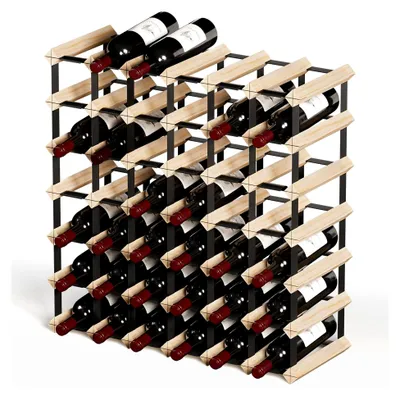 Produktbild von Weinregal Holz für 42 Flaschen, Stabiles Flaschenregal, 60.5 x 23.6 x 60.5 cm, Weinflaschenhalter für Keller, Montage Erforderlich